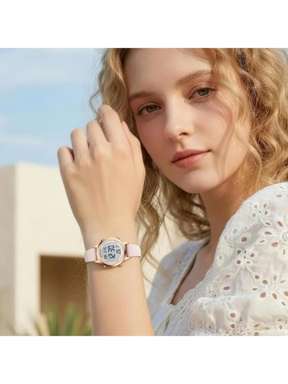 Waterproof Women's Digital Sports Watch - Silicone Strap, Alarm, Stopwatch, Rose